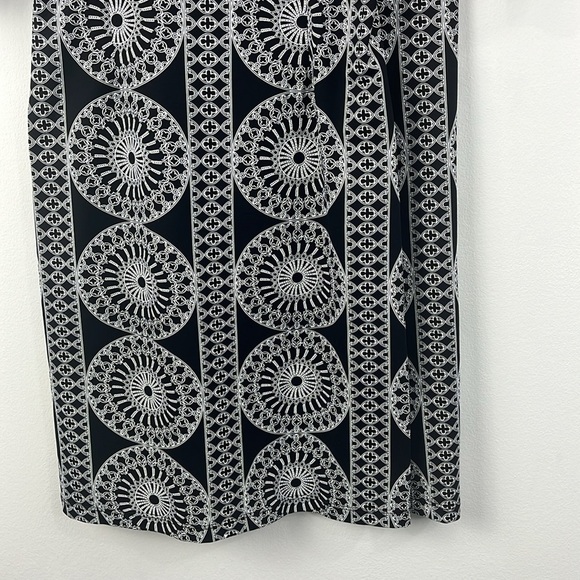 J. McLaughlin Black White Geo Print Faux Wrap Catalina Cloth Dress XS Career - Picture 9 of 11